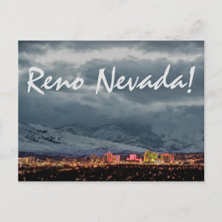 Reno Skyline at Night Postcard