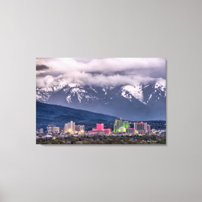 Reno Skyline on a Stormy April Evening Canvas Print (Front)