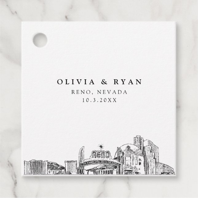 Reno Skyline Wedding Favour Tags (Front)