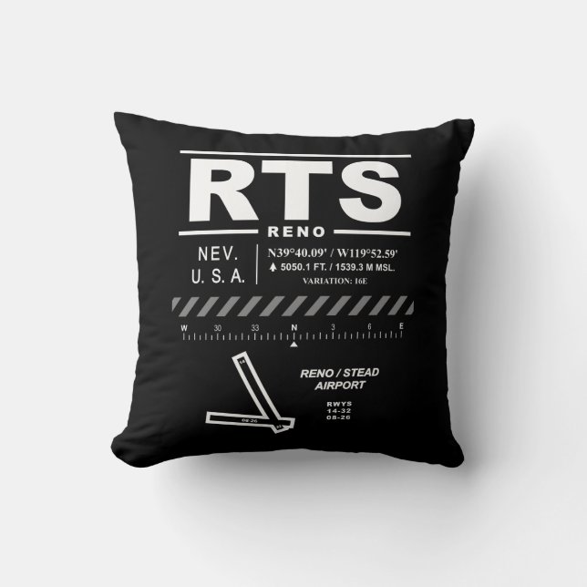 Reno Stead Airport RTS Throw Pillow (Front)
