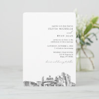 Reno Wedding Custom Skyline Sketch Invitation