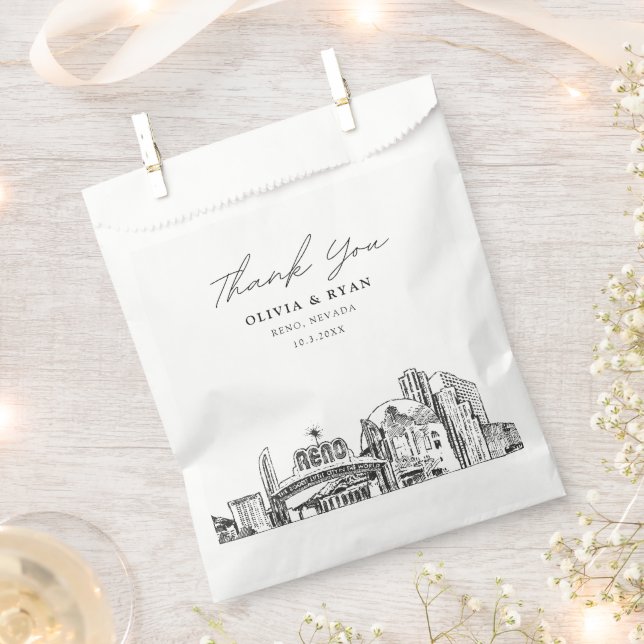 Reno Wedding Skyline Personalized Downtown  Favour Bag (Clipped)