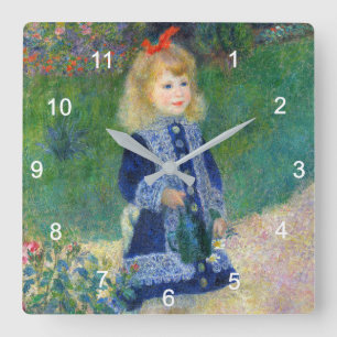 Renoir , “ A Girl with a Watering Can ” ラー Square Wall Clock