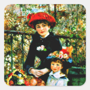 Renoir art: Two Sisters on the Terrace Square Sticker