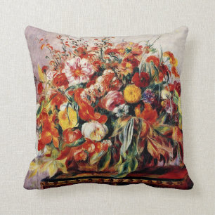Renoir - Basket of Flowers Throw Pillow