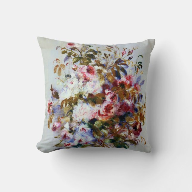 Renoir Beautiful Rose Bouquet Throw Pillow (Front)