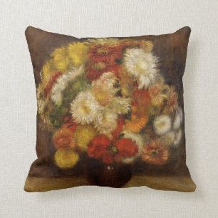 Renoir: Bouquet of Chrysanthemums Throw Pillow