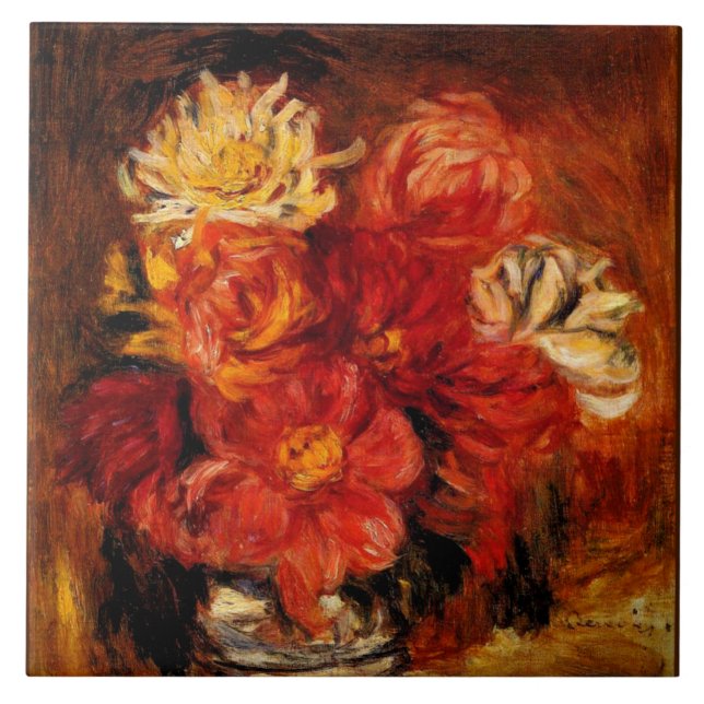 Renoir - Dahlias, fine art painting, Tile (Front)