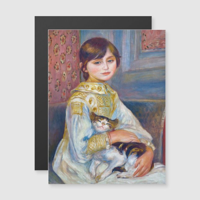 Renoir - Enfant avec carte magnétique Chat (Devant / Derrière)