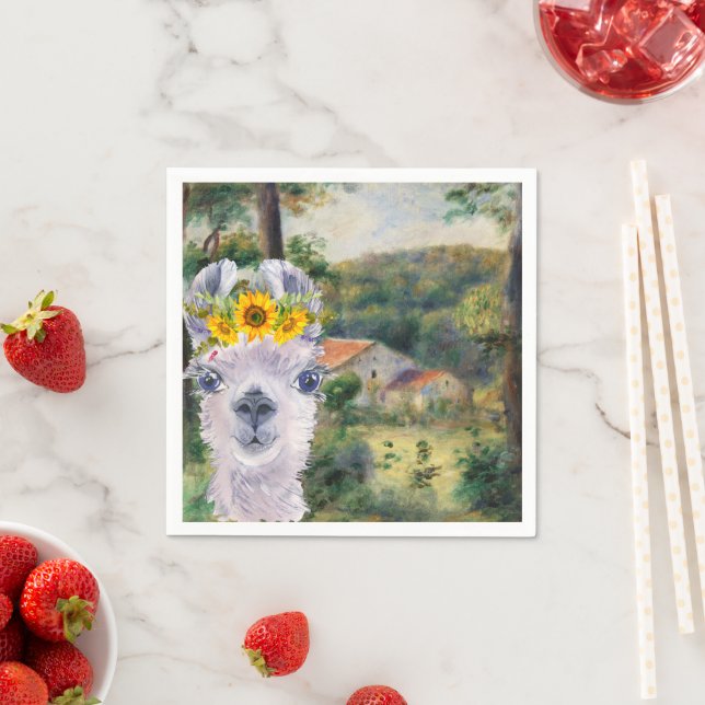 Renoir Environs of Briey and the Fancy Llama  Napkin (Insitu)