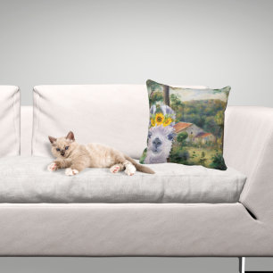 Renoir Environs of Briey and the Fancy Llama  Throw Pillow