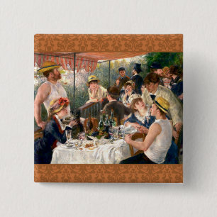 Renoir French Luncheon Boating Party 2 Inch Square Button
