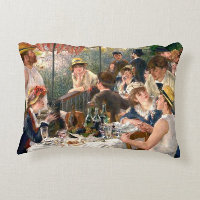 Renoir French Luncheon Boating Party Decorative Pillow (Back)