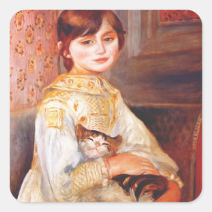 Renoir Girl With Cat Stickers