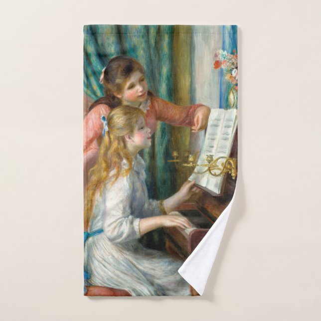 Renoir Girls at the Piano Impressionism Painting (Serviette à main)