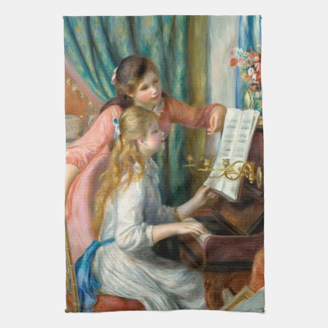 Renoir Girls at the Piano Impressionism Painting Kitchen Towel (Vertical)