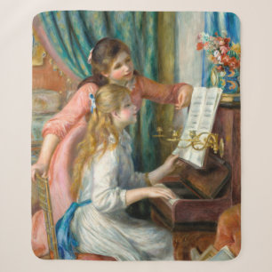 Renoir Girls at the Piano Impressionism Painting Sherpa Blanket