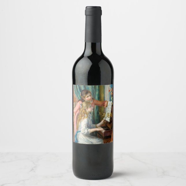 Renoir Girls at the Piano Impressionism Painting Wine Label (Front)