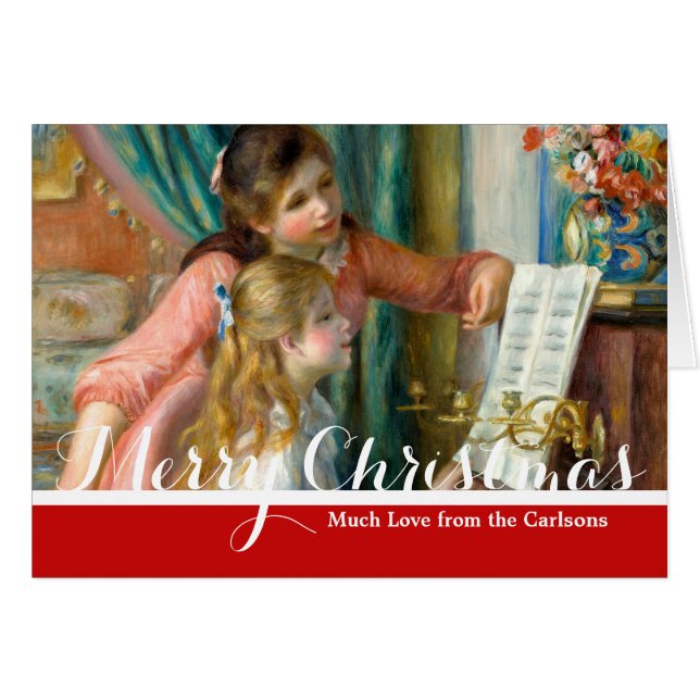 Renoir Girls at the Piano Merry Christmas Card (Front Horizontal)