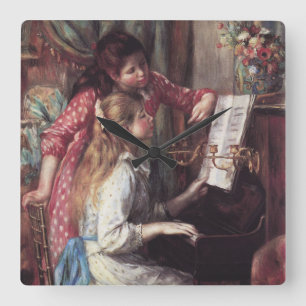 Renoir: Girls at the Piano Square Wall Clock