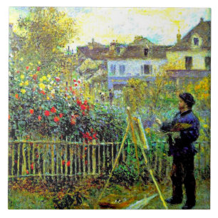 Renoir, Monet Painting in his Garden at Argenteuil Tile