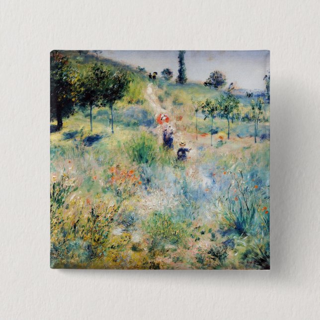 Renoir - Path Leading through Tall Grass 2 Inch Square Button (Front)
