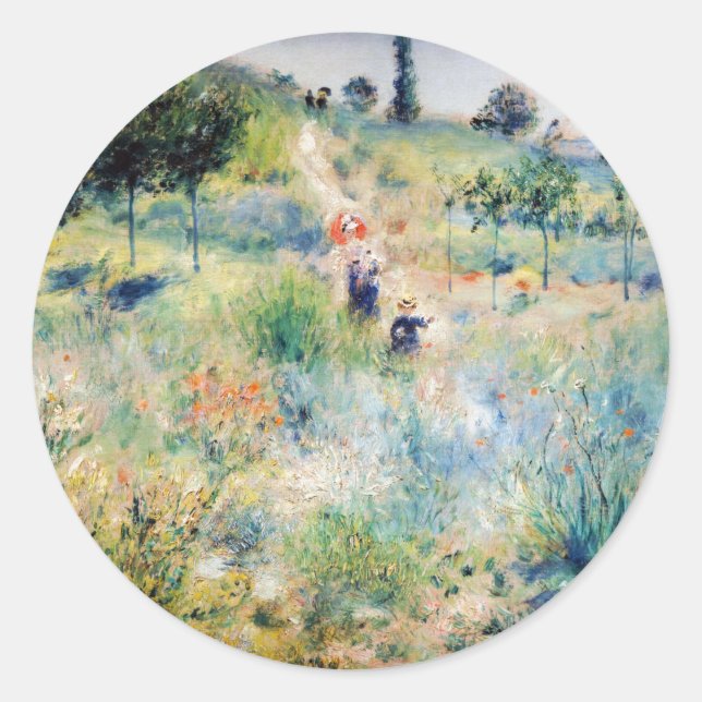 Renoir - Path Leading through Tall Grass Classic Round Sticker (Front)