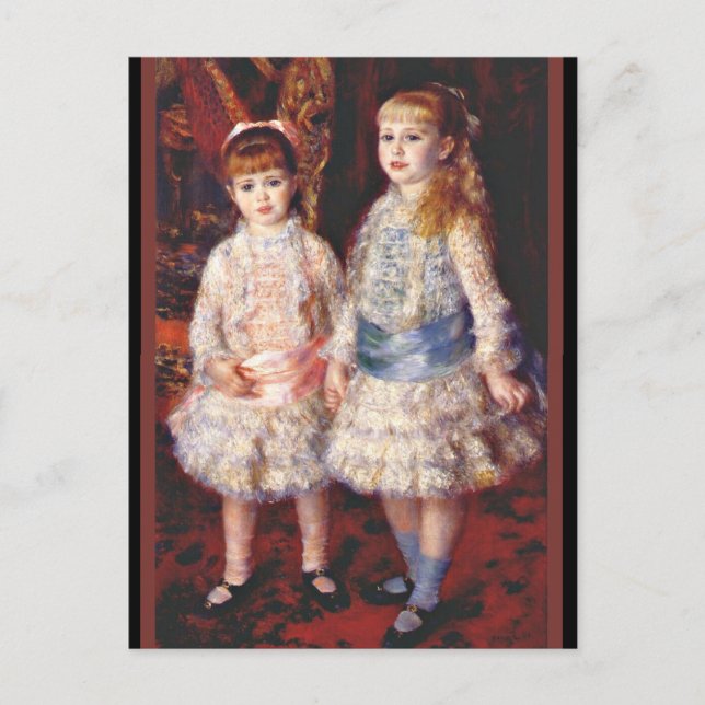 Renoir - Pink and blue, famous painting, Postcard (Front)