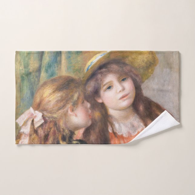 Renoir - Portrait of Two Little Girls Bath Towel Set (Hand Towel)