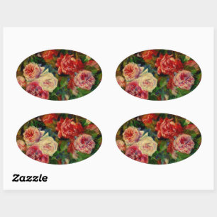 Renoir - Roses Oval Sticker