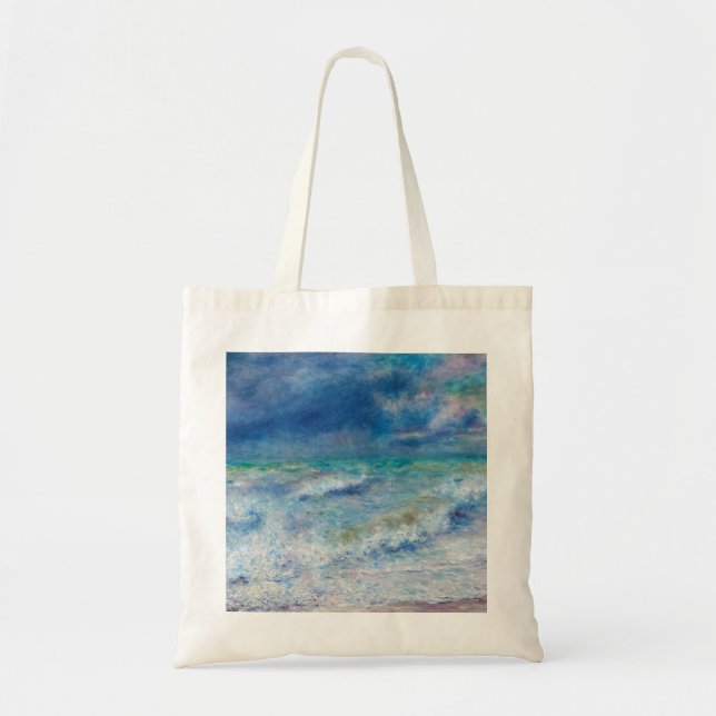 Renoir Seascape. Blue nautical impressionism art Tote Bag (Front)
