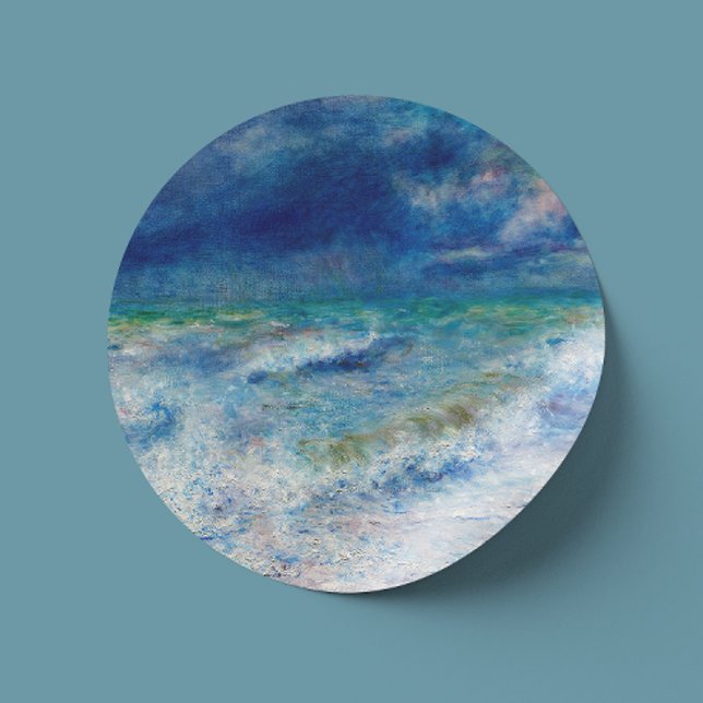 Renoir Seascape. Blue nautical impressionism / Sea Classic Round Sticker (Creator Uploaded)