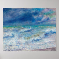 Renoir Seascape. Blue nautical impressionism. Sea