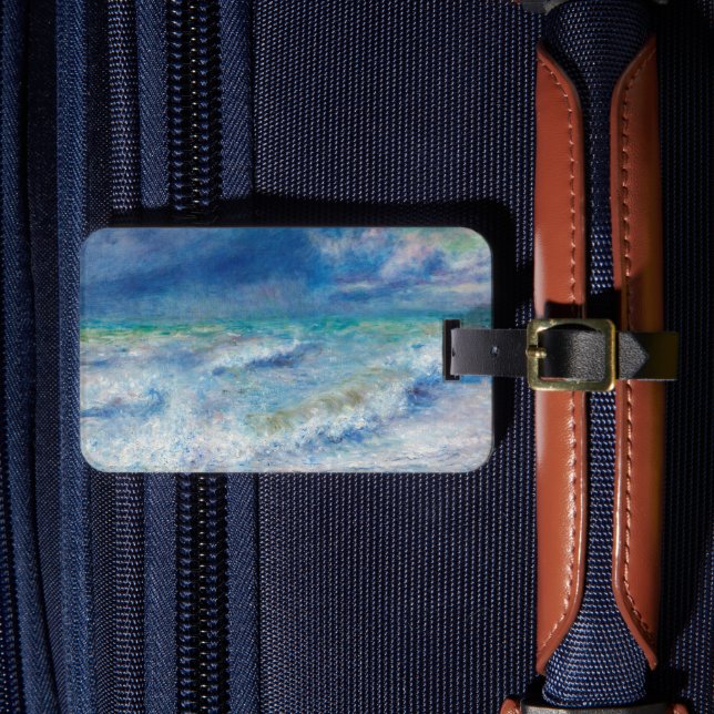 Renoir Seascape. Blue nautical waves impressionism Luggage Tag (Front Insitu 4)