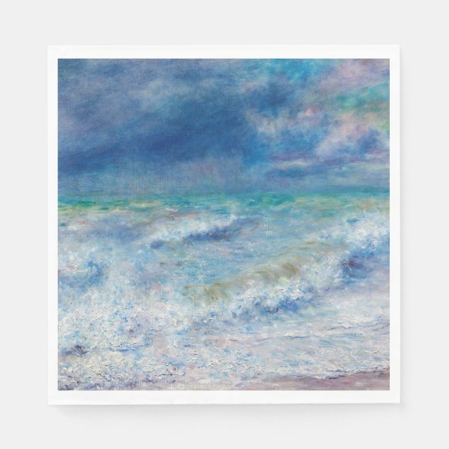 Renoir Seascape. Blue nautical waves impressionism Napkin (Front)