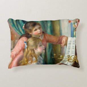 Renoir Two Girls at the Piano Print Music Fine Art Accent Pillow