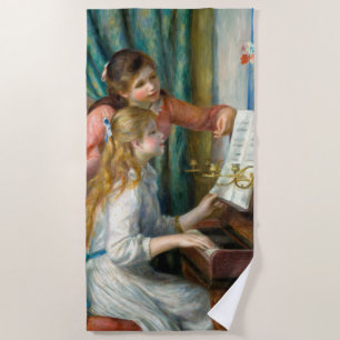 Renoir Two Girls at the Piano Print Music Fine Art Beach Towel