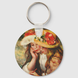 Renoir Two Girls Reading in the Garden Keychain