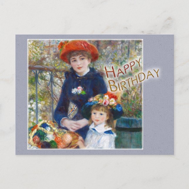 Renoir Two sisters CC0398 Birthday Postcard (Front)