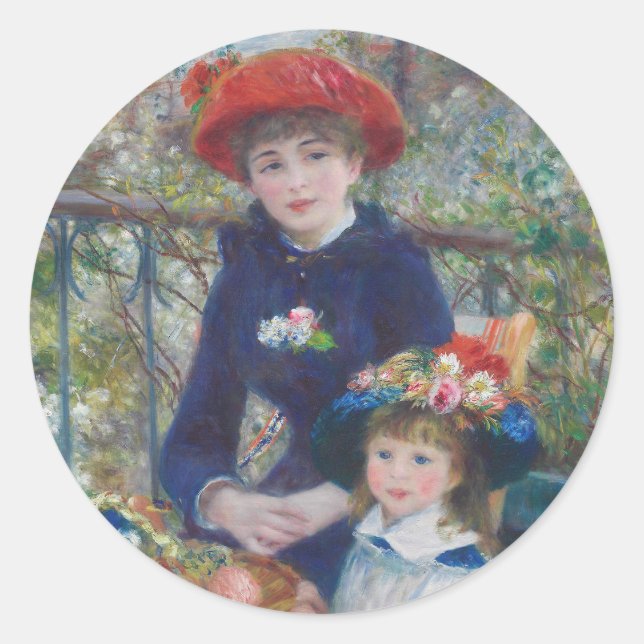 Renoir Two Sisters Terrace French Impressionism  Classic Round Sticker (Front)