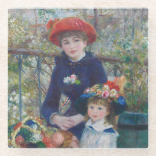 Renoir Two Sisters Terrace French Impressionism Glass Coaster
