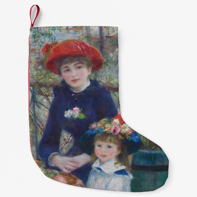 Renoir Two Sisters Terrace French Impressionism  Small Christmas Stocking (Front)