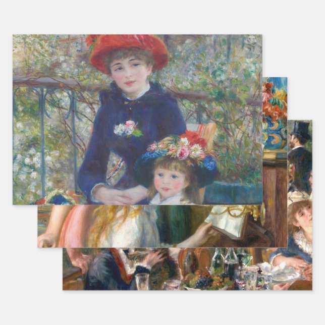 Renoir Two Sisters Terrace French Impressionism  Wrapping Paper Sheet (Set)
