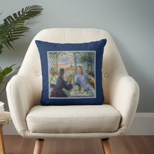 Renoir Vintage Art - Lunch at Restaurant Fournaise Throw Pillow