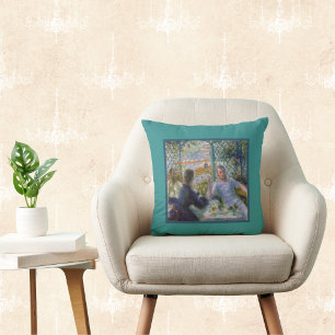 Renoir Vintage Art - Lunch at Restaurant Fournaise Throw Pillow