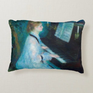 Renoir Woman at the Piano Vintage Impressionist  Accent Pillow