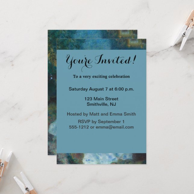 Renoir Woman at the Piano Vintage Impressionist  Invitation (Front/Back In Situ)