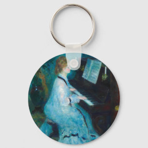 Renoir Woman at the Piano Vintage Impressionist  Keychain