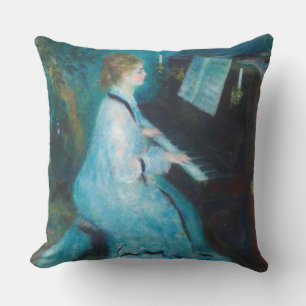 Renoir Woman at the Piano Vintage Impressionist  Outdoor Pillow