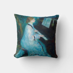 Renoir Woman at the Piano Vintage Impressionist  Throw Pillow